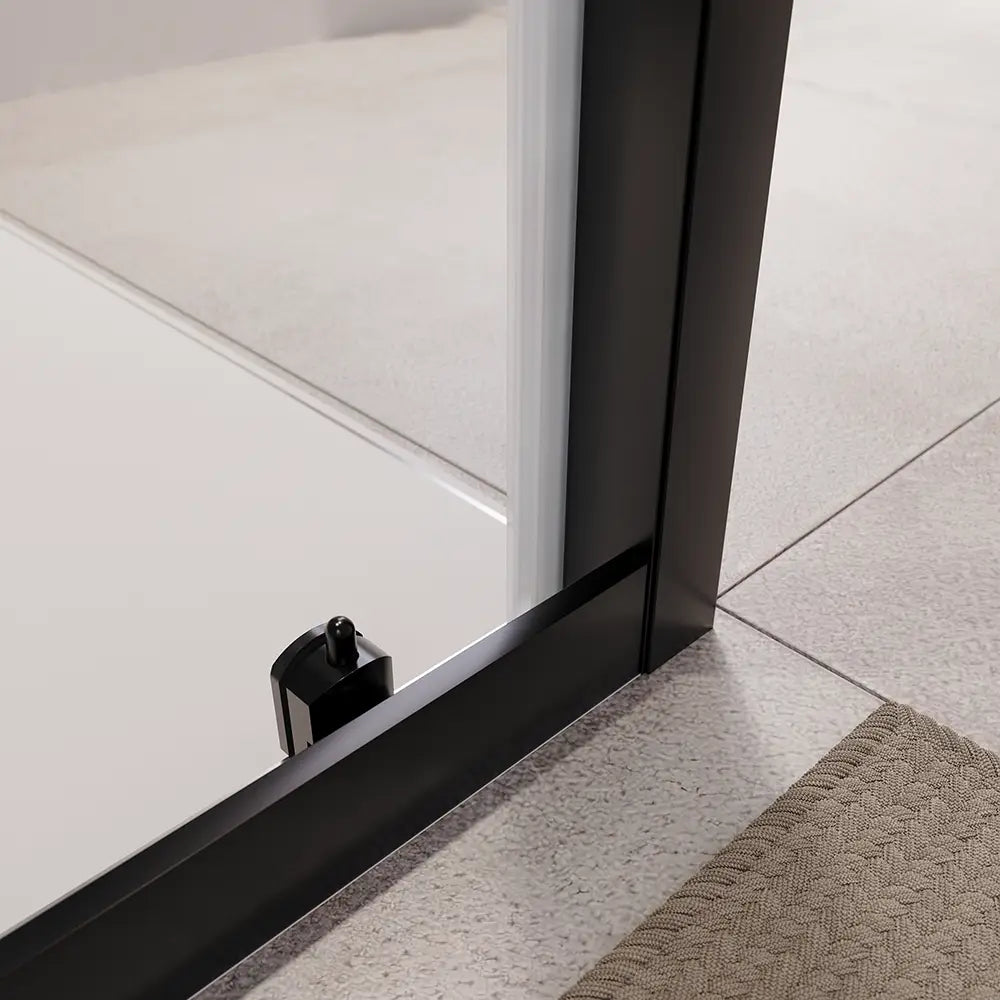 Box doccia 90x140 cm scorrevole vetro 6mm trasparente profili nero opaco | Lipari