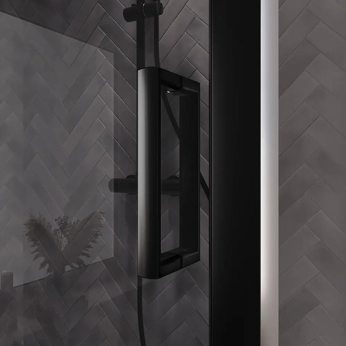 Box doccia 80x100 cm scorrevole vetro 6mm fumé profili nero opaco | Lipari