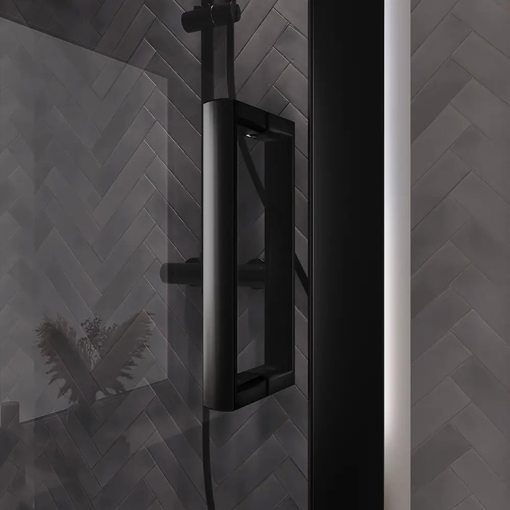Box doccia 80x130 cm scorrevole vetro 6mm fumé profili nero opaco | Lipari