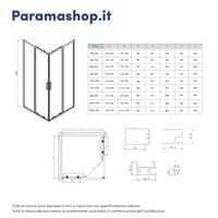 Box doccia angolare 70x90cm con profili nero opaco slim vetro 6mm trasparente h190 | Portofino