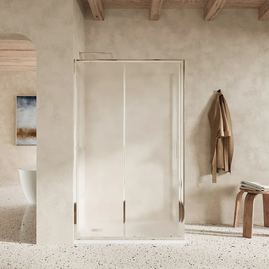 Box doccia slim 90x100cm con porta scorrevole e parete fissa profili cromati e vetro 6mm opaco h190| Portofino