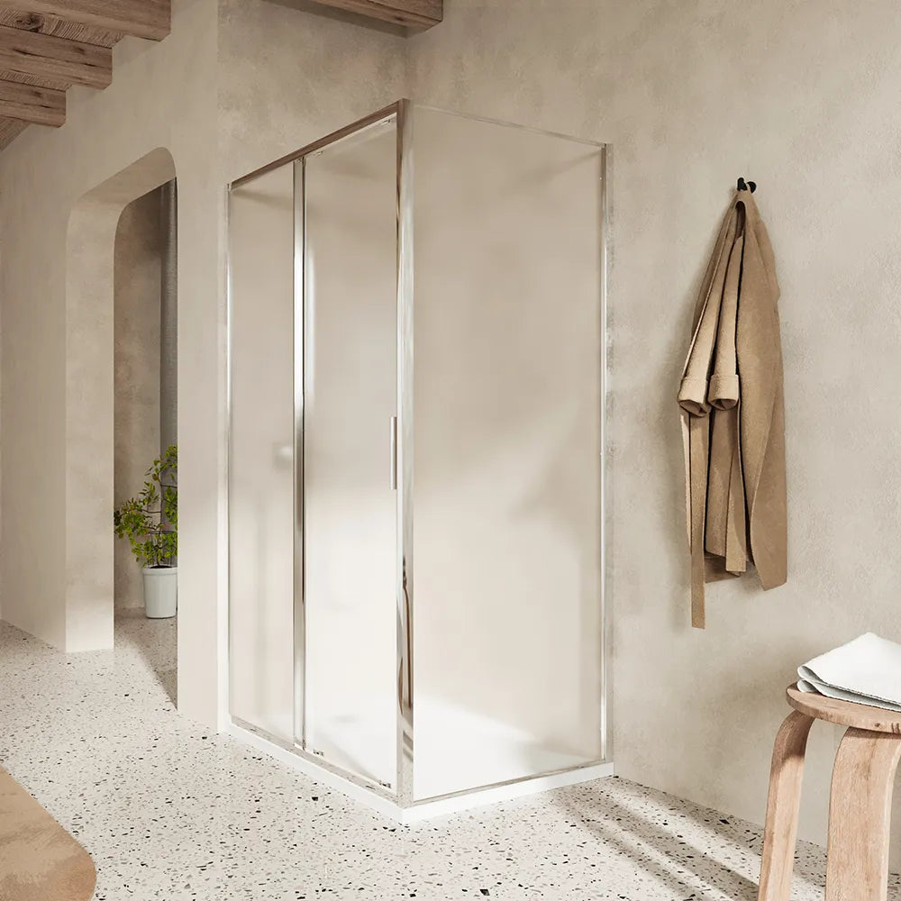 Box doccia slim 70x110cm con porta scorrevole e parete fissa profili cromati e vetro 6mm opaco h190| Portofino