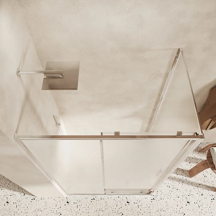 Box doccia slim 70x110cm con porta scorrevole e parete fissa profili cromati e vetro 6mm opaco h190| Portofino