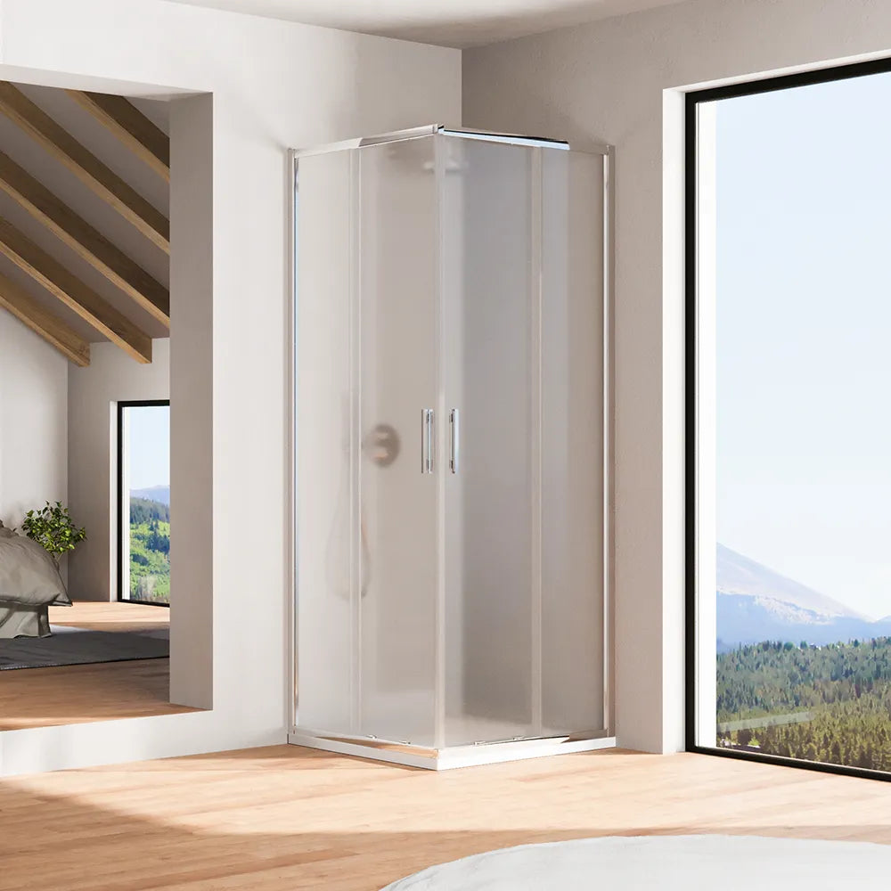 Box doccia angolare 75x75cm con profili cromati slim vetro 6mm opaco h190 | Portofino