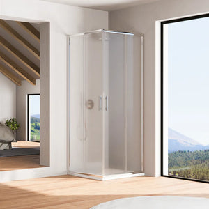 Box doccia angolare 75x75cm con profili cromati slim vetro 6mm opaco h190 | Portofino