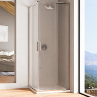 Box doccia angolare 80x90cm con profili cromati slim vetro 6mm opaco h190 | Portofino