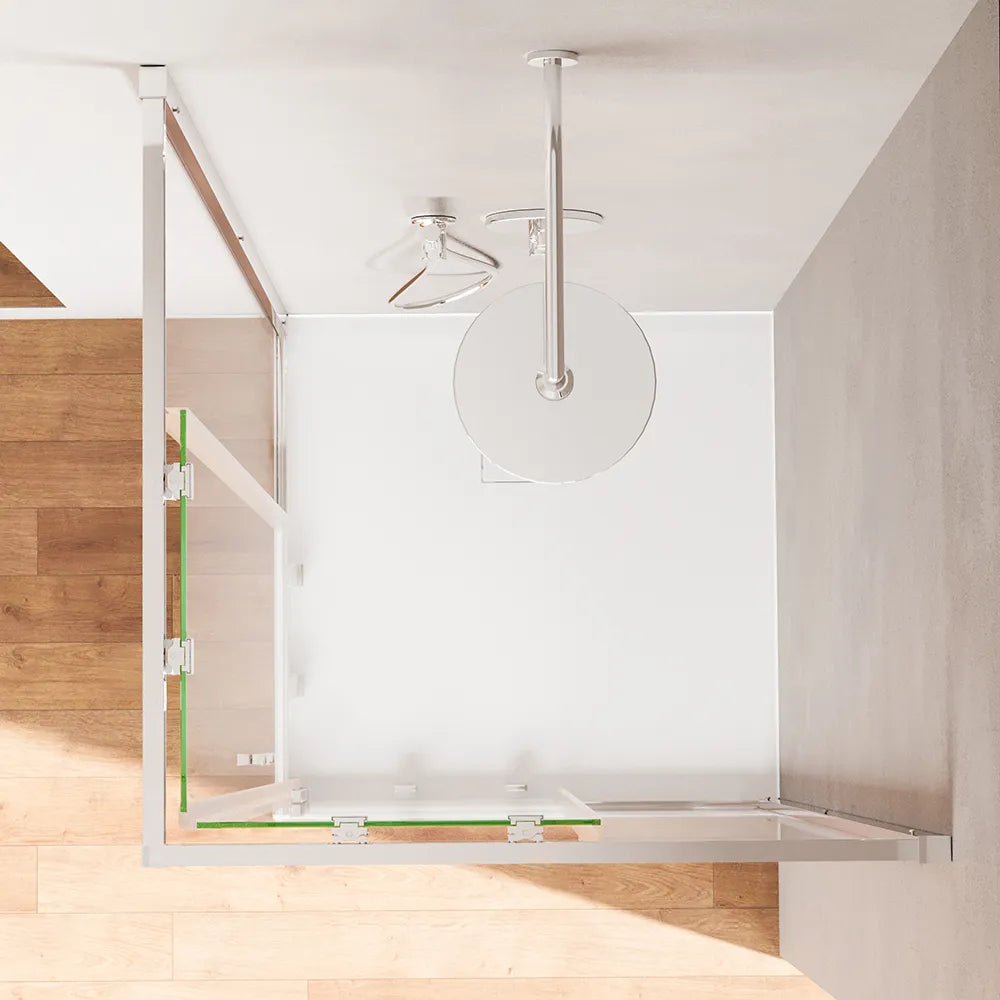 Box doccia angolare 80x120cm con profili cromati slim vetro 6mm trasparente h190 | Portofino