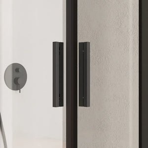 Box doccia angolare 80x80cm con profili nero opaco slim vetro 6mm trasparente h190 | Portofino