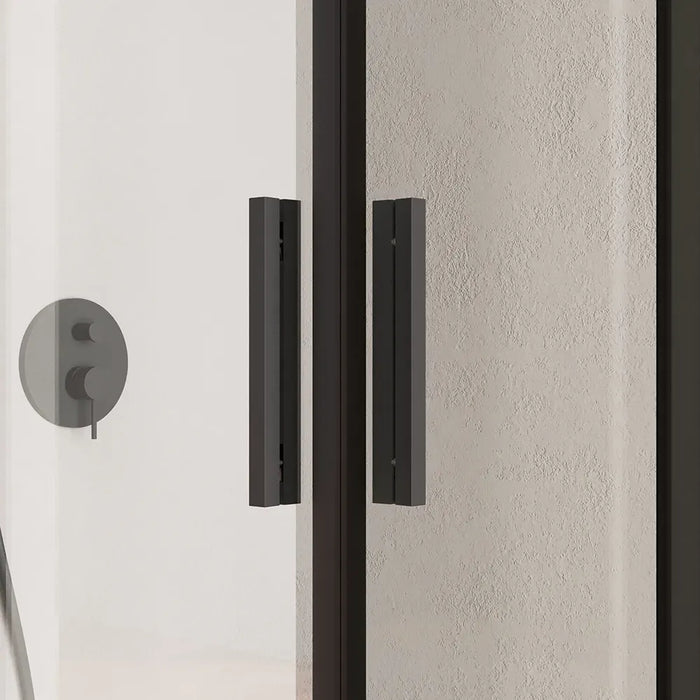 Box doccia angolare 80x80cm con profili nero opaco slim vetro 6mm trasparente h190 | Portofino