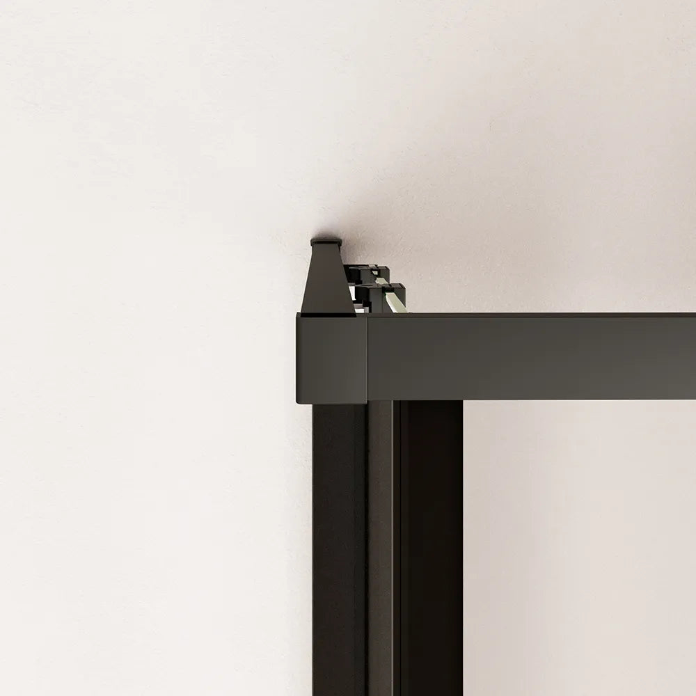 Box doccia angolare 80x120cm con profili nero opaco slim vetro 6mm trasparente h190 | Portofino