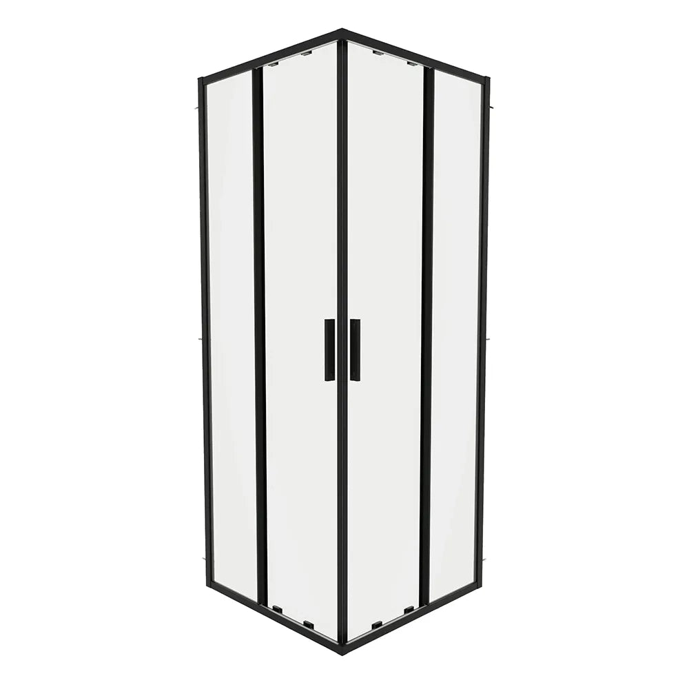 Box doccia angolare 70x90cm con profili nero opaco slim vetro 6mm trasparente h190 | Portofino
