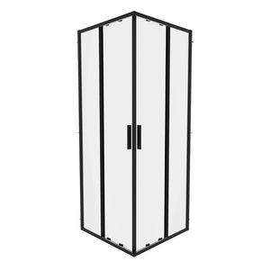 Box doccia angolare 80x120cm con profili nero opaco slim vetro 6mm trasparente h190 | Portofino