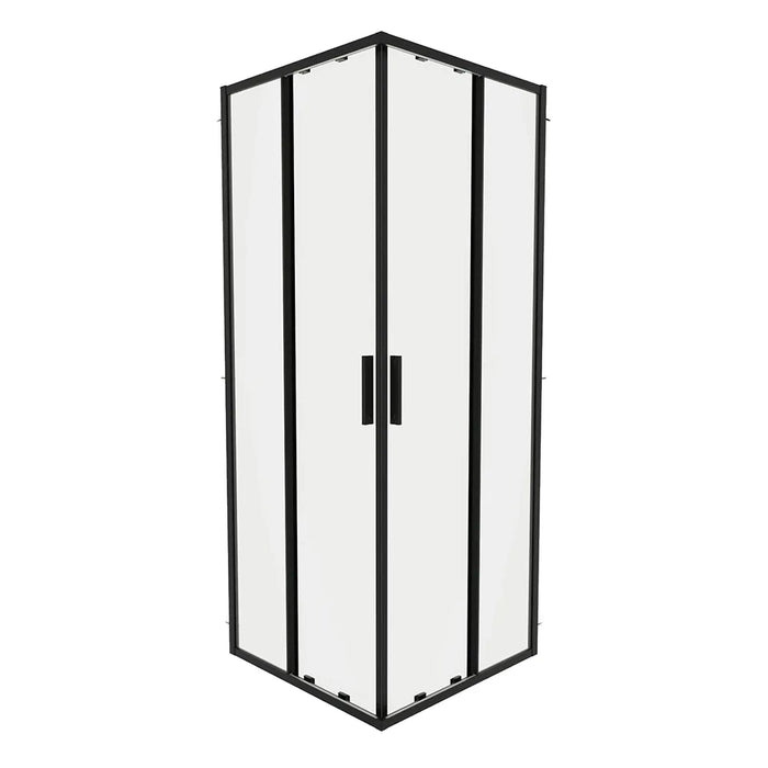 Box doccia angolare 80x120cm con profili nero opaco slim vetro 6mm trasparente h190 | Portofino