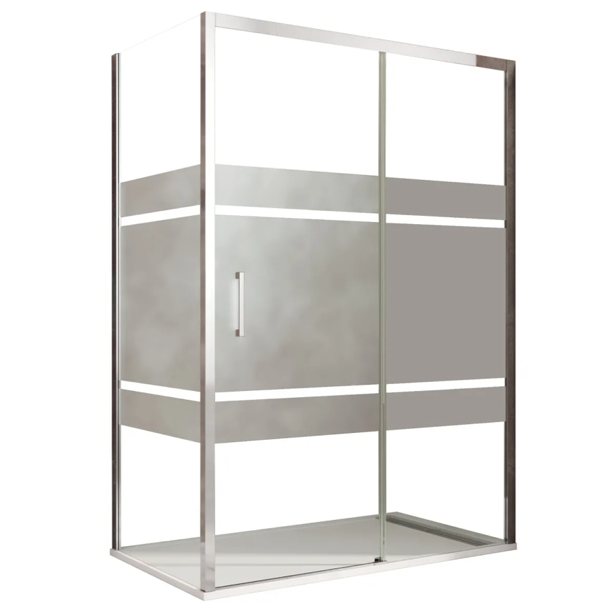 Box doccia angolare scorrevole serigrafato con lato fisso H195cm 8mm EASY Regos-70x100