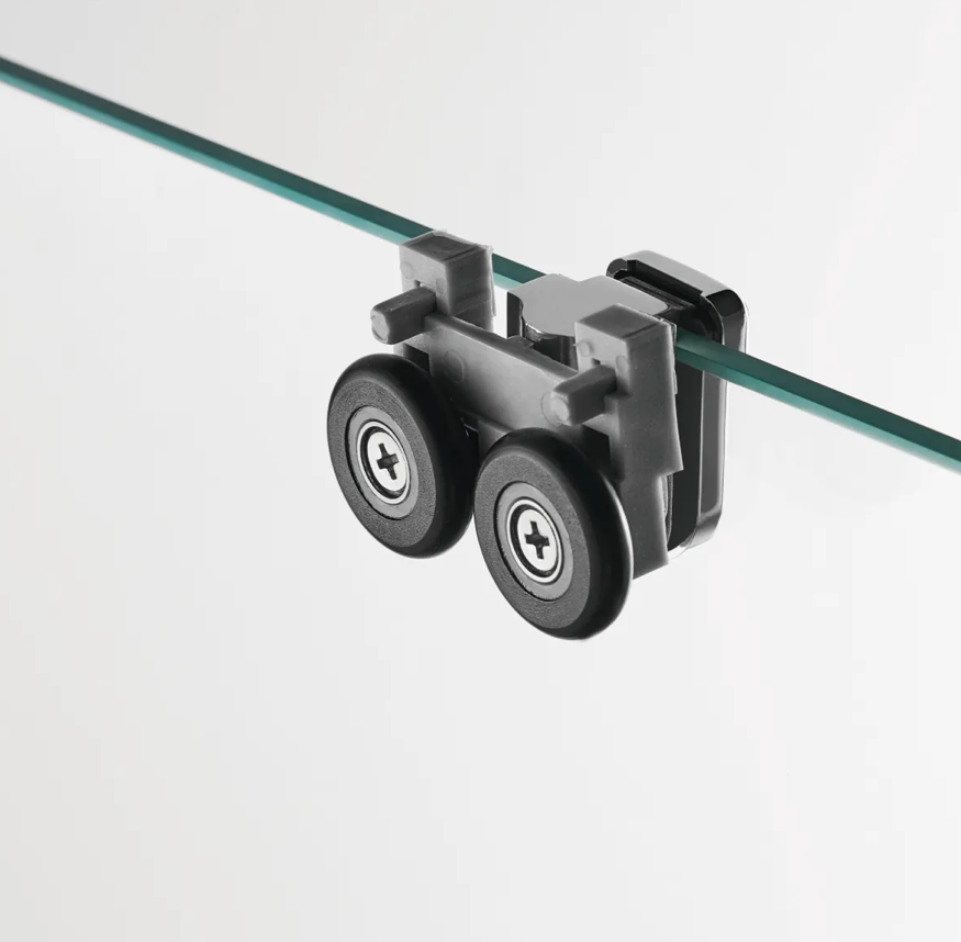 Box doccia angolare scorrevole serigrafato con lato fisso H195cm 8mm EASY Regos-70x100