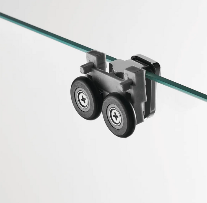 Box doccia angolare scorrevole serigrafato con lato fisso H195cm 8mm EASY Regos-70x100