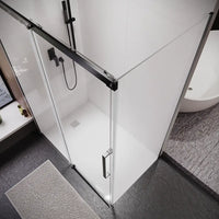 Box doccia 90x110 cm scorrevole vetro 8mm trasparente profili nero opaco h195cm | Antille