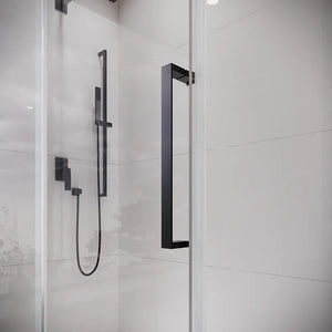 Box doccia 70x130 cm scorrevole vetro 8mm trasparente profili nero opaco h195cm | Antille