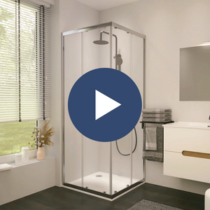 Box doccia 80x100 cm angolare doppio scorrevole profili neri vetro trasparente h190 | Java