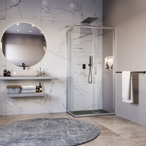 Box doccia angolare trasparente 195 6mm matias, misura 80x120