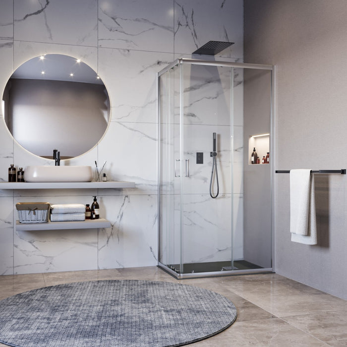 Box doccia angolare trasparente 195 6mm matias, misura 70x70