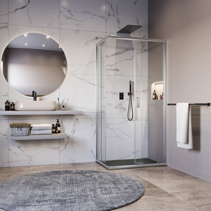 Box doccia angolare trasparente 195 6mm matias, misura 70x80