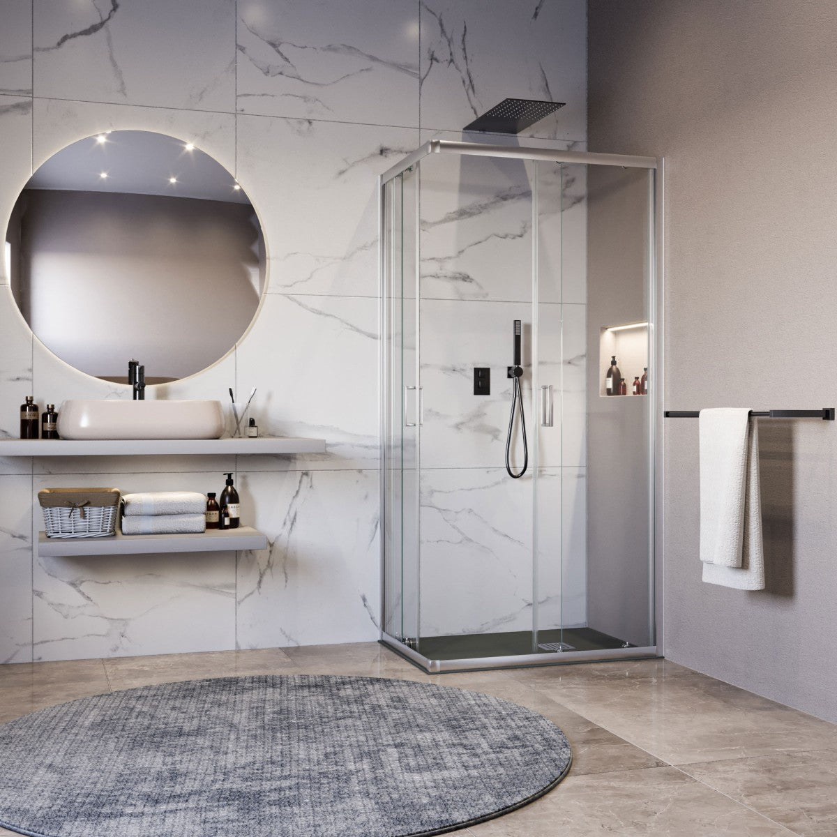 Box doccia angolare trasparente 195 6mm matias, misura 70x120