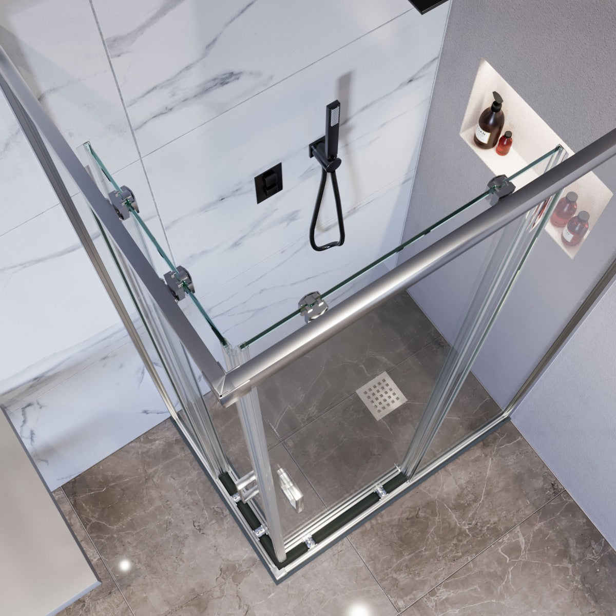 Box doccia angolare trasparente 195 6mm matias, misura 90x90