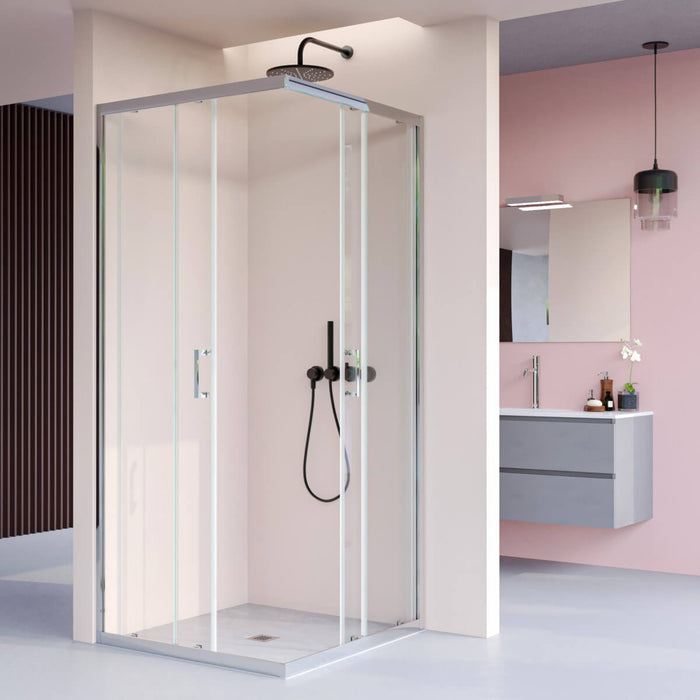 Box Doccia 6mm Doppia Porta Scorrevole Cristallo Trasparente Anticalcare H195 - 70x75