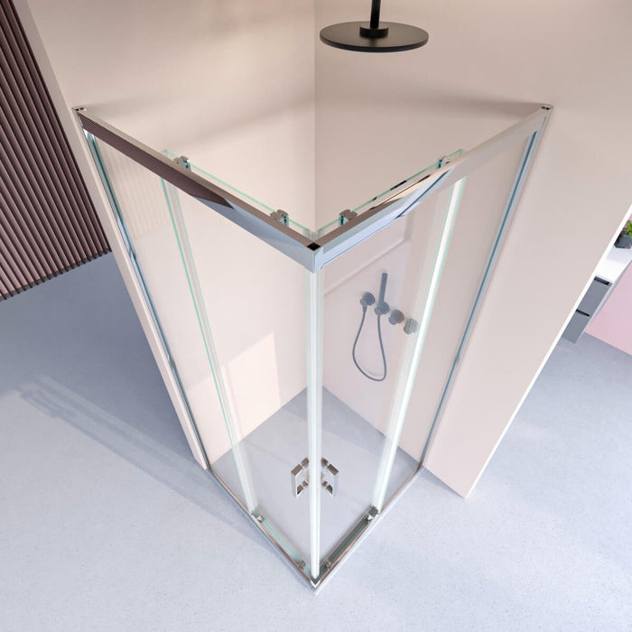 Box Doccia 6mm Doppia Porta Scorrevole Cristallo Trasparente Anticalcare H195 - 120x120