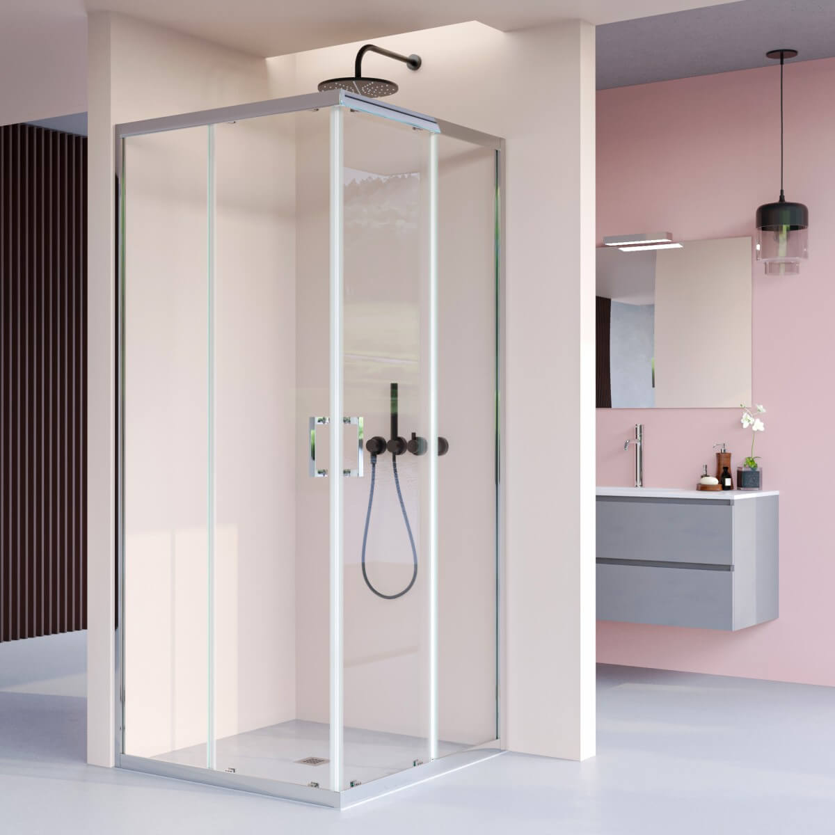 Box Doccia 6mm Doppia Porta Scorrevole Cristallo Trasparente Anticalcare H195 - 90x100