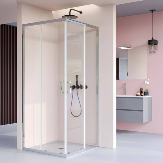 Box Doccia 6mm Doppia Porta Scorrevole Cristallo Trasparente Anticalcare H195 - 80x80