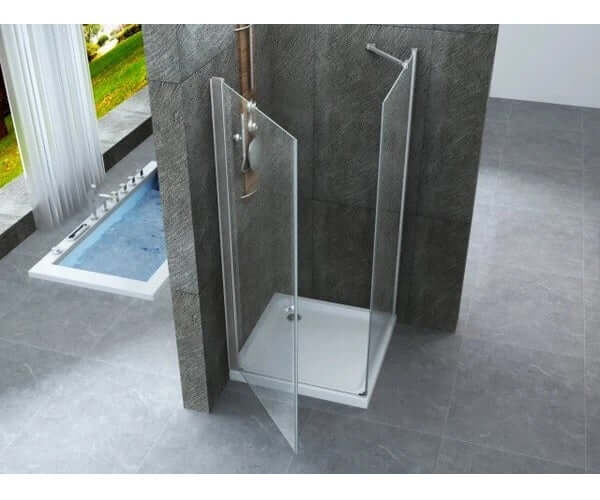 Box Doccia 8mm Anta Battente Totale e Lato Fisso - Venus - 90x80 - Ingresso Lato Corto