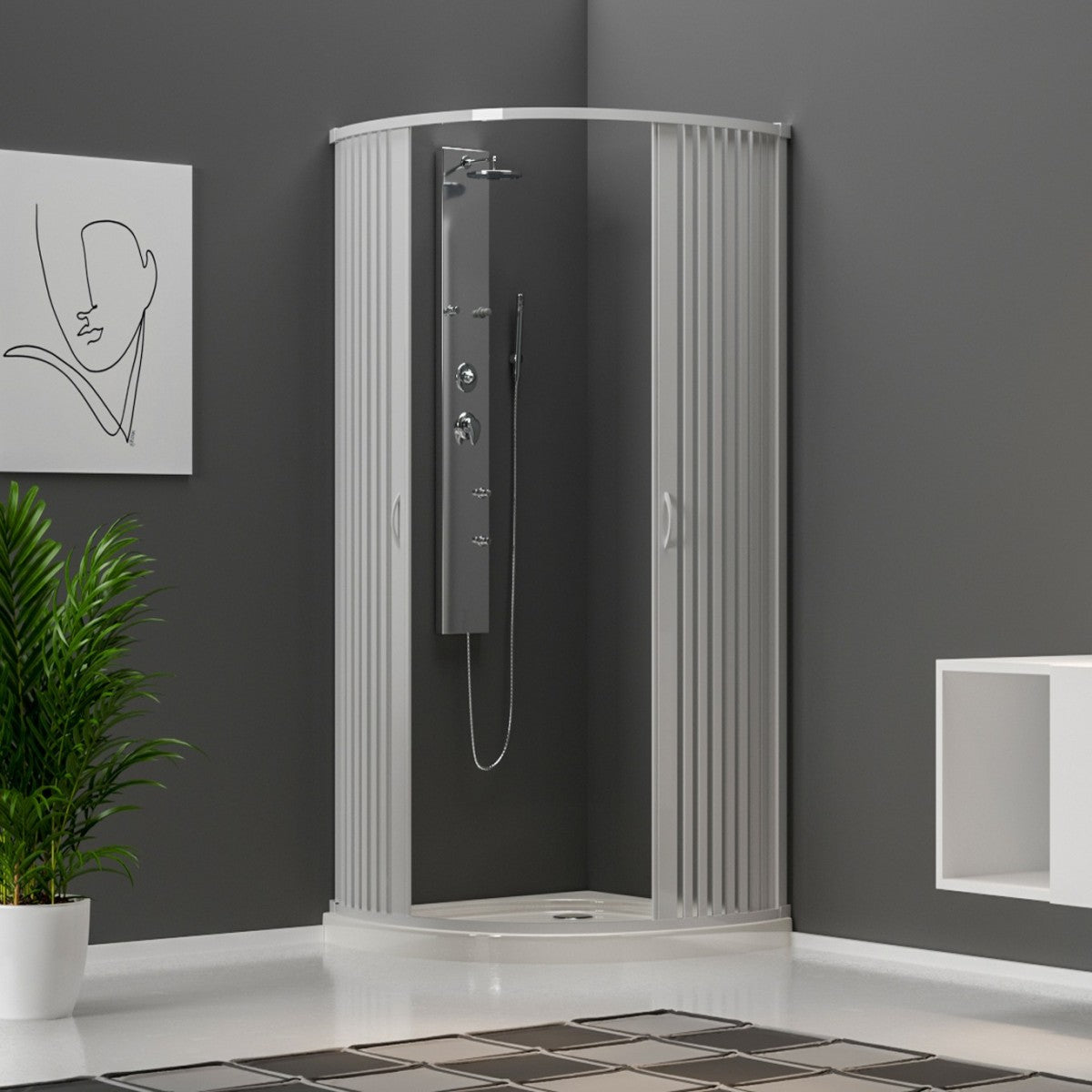 Box doccia apertura centrale curvo 80x80 90x90, misura 80x80