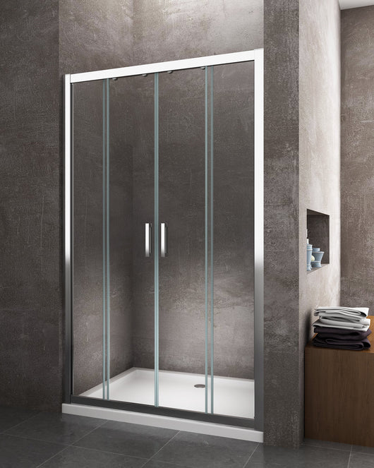 Porta doccia vetro 6 mm con apertura centrale a 4 ante per installazione in nicchia Altezza 190 cm 153-158 REGOLABILE