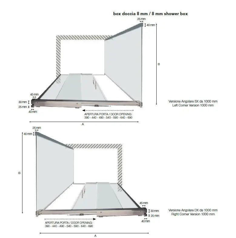 Box Doccia H200 Anticalcare Scorrevole 8mm Soft-close - 70x134.5 cm