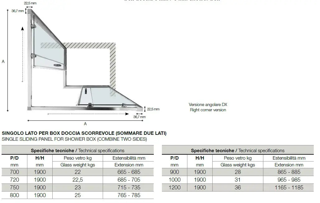 Box Doccia ECO 6mm Porte Scorrevoli H190 - 80x120