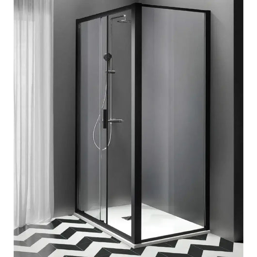RAPID | Box Doccia Profili Neri 6mm Anta Scorrevole Anticalcare Montaggio Rapido - 70x110