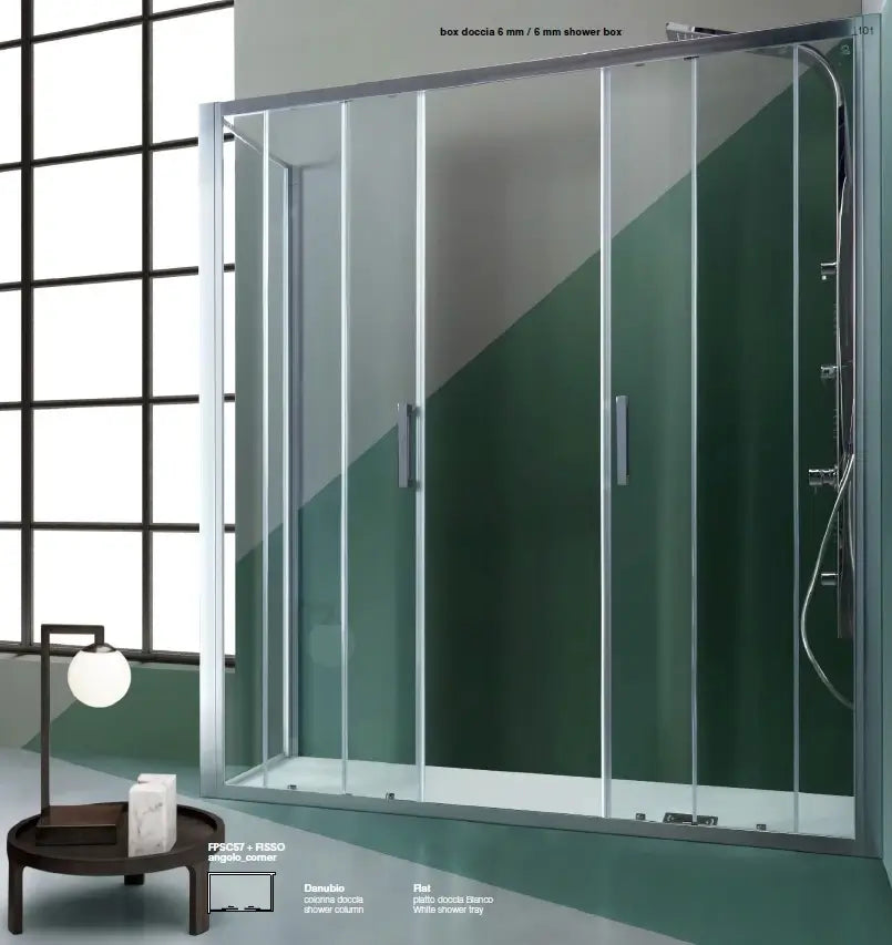 Box Doccia H200 Trasparente Anticalcare Apertura Scorrevole Centrale - 70x140