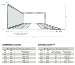 Box Doccia Cristallo Satinato Anticalcare Apertura Centrale H200 - 70x140