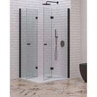 Box Doccia H190 Doppia Anta a Libro Trasparente Profili Neri 6mm Anticalcare - 58x58