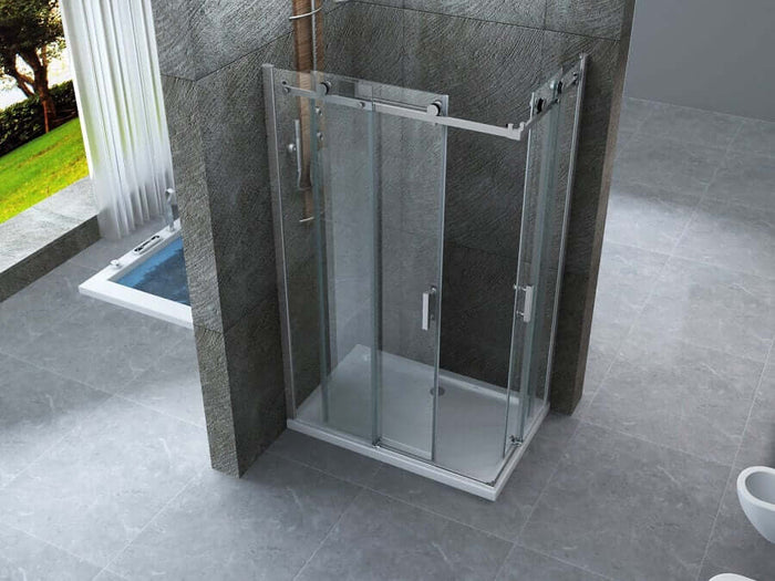 Box Doccia Cristallo 8mm Trasparente Doppio Scorrevole H195cm - Scorpius - 110x120