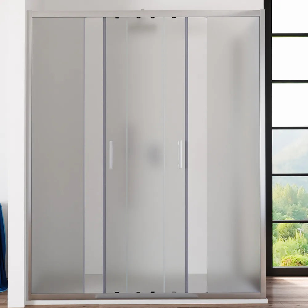Box doccia angolare 90x180 cm vetro 6mm opaco apertura 2 ante scorrevoli | Favignana