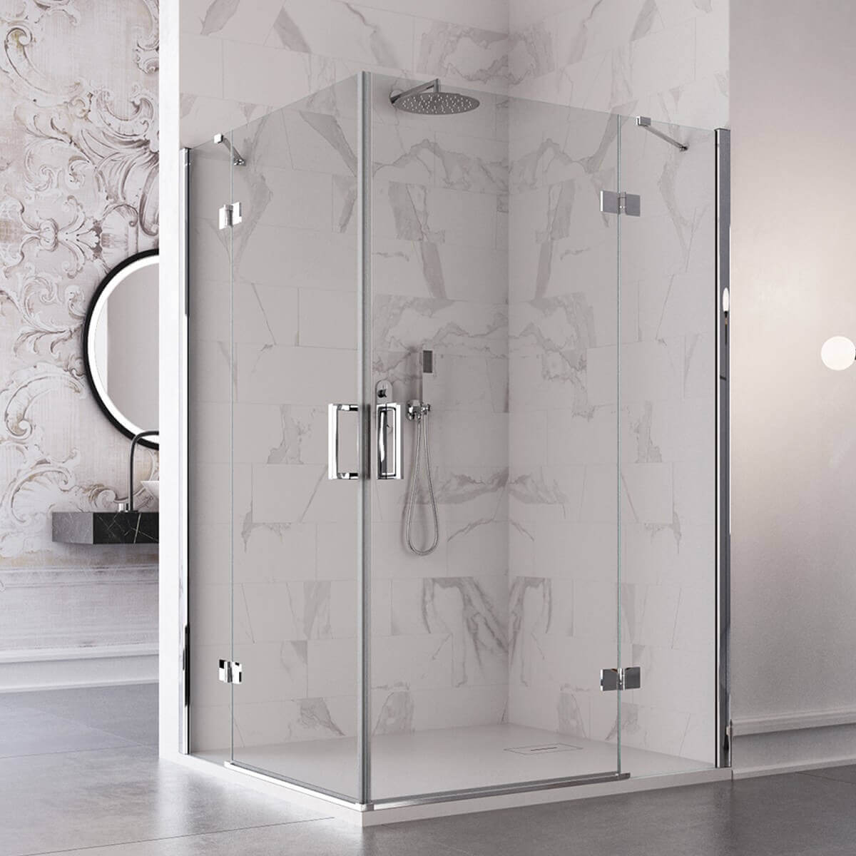 Box Doccia Doppia Battente Cristallo Anticalcare Trasparente 8mm H195 - 80x90