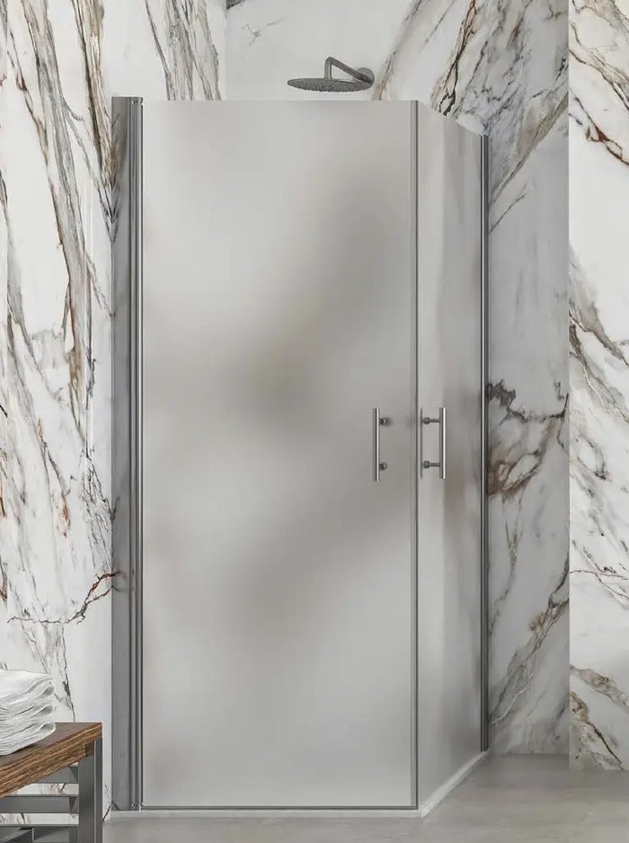 Box Doccia Satinato H200 Doppia Battente Totale Apertura Interna Esterna - 75x90