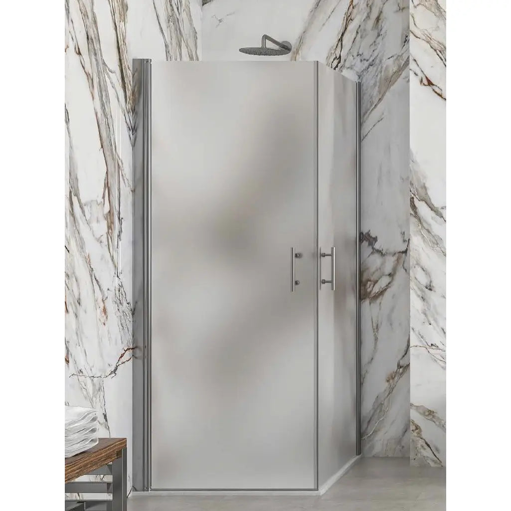 Box Doccia Satinato H200 Doppia Battente Totale Apertura Interna Esterna - 80x85