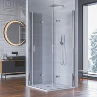 Box Doccia H195cm Doppia Anta a Libro Anticalcare Trasparente 6mm - 79x79