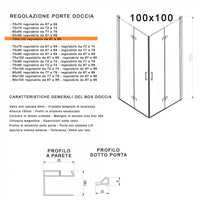 Box Doccia H195cm Doppia Anta a Libro Anticalcare Trasparente 6mm - 74x74