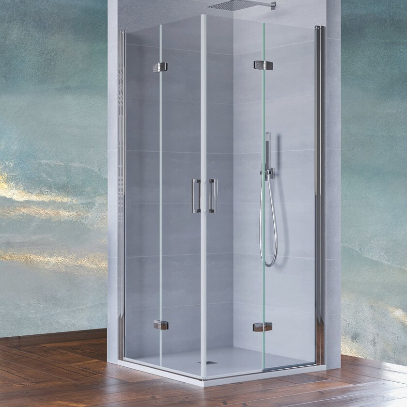 Box Doccia H195cm Doppia Anta a Libro Anticalcare Trasparente 6mm - 79x79