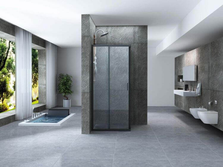 Box Doccia 6mm Anticalcare Doppio Scorrevole H190 Profili Neri - 70x80